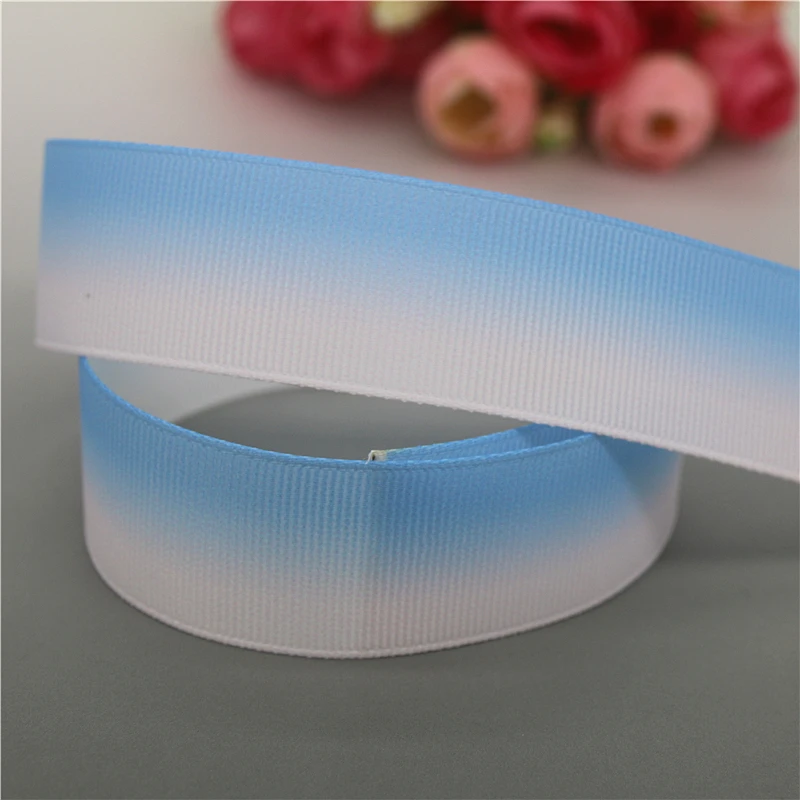 DHK 7/8\'\'5yards Colorful Pattern Gradient Printed Grosgrain Ribbon Accessories Material Decoration DIY Sewing Craft C2665