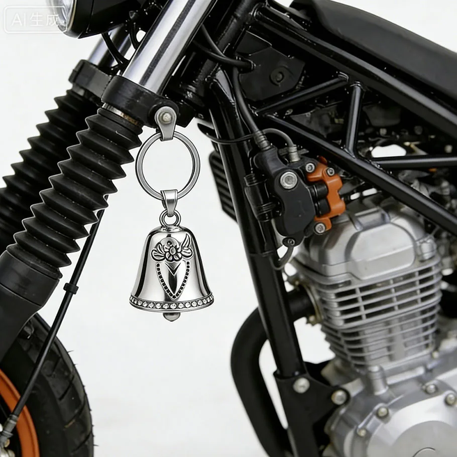 Love Flower Bell Motorcyclist Keychain Motorcycle Bell Riding Exorcism Accessory,