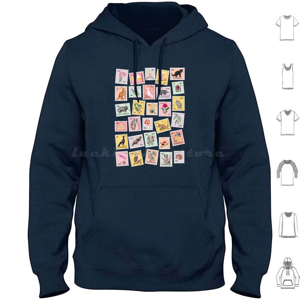 G’Day From Australia Hoodies Long Sleeve Gday Aussie Australia Australiana Australian Post Stamp Postage Stamp Air Mail