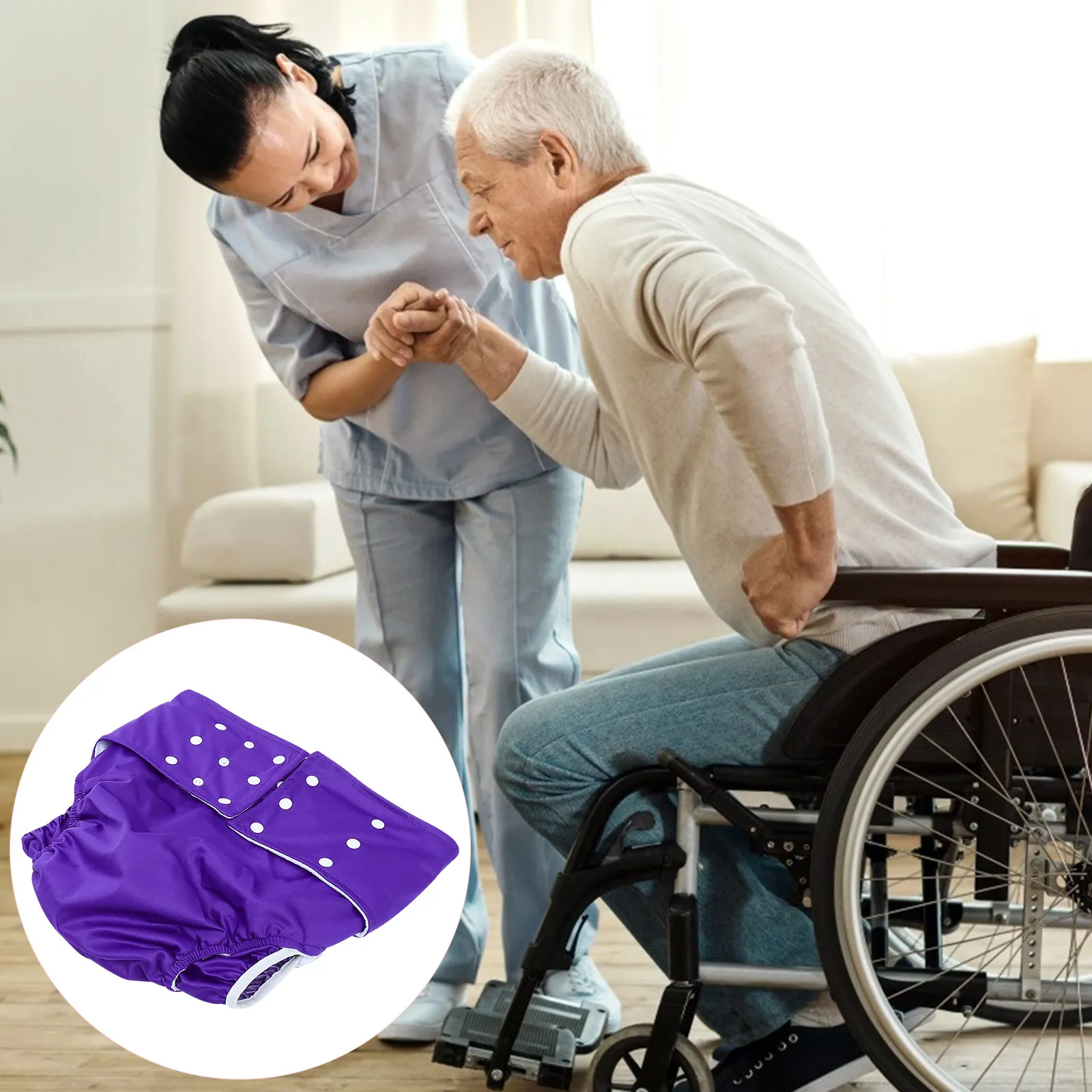 1Pcs Breathable Adult Waterproof Diaper Washable Simple Leak-Proof Sanitary Pants Reusable Comfortable Flexible Diaper