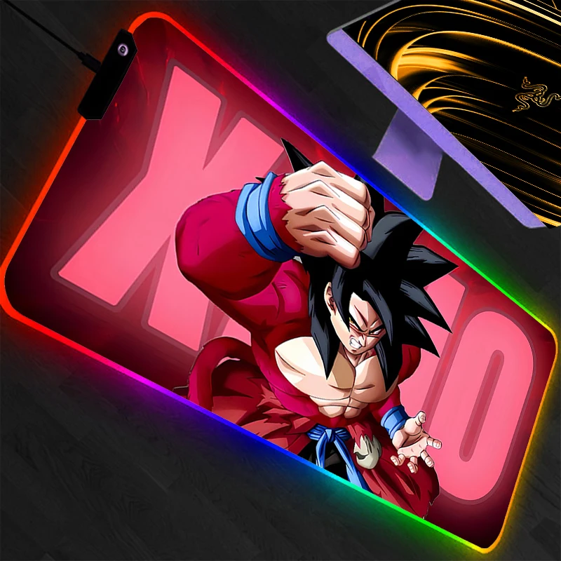 

RGB Large Mouse Pad Dragon Ball Gamer Keyboard LED Mousepad Pc Computer Desk Mat Gaming Pad Backlight Mouse Mats For LOL Anime