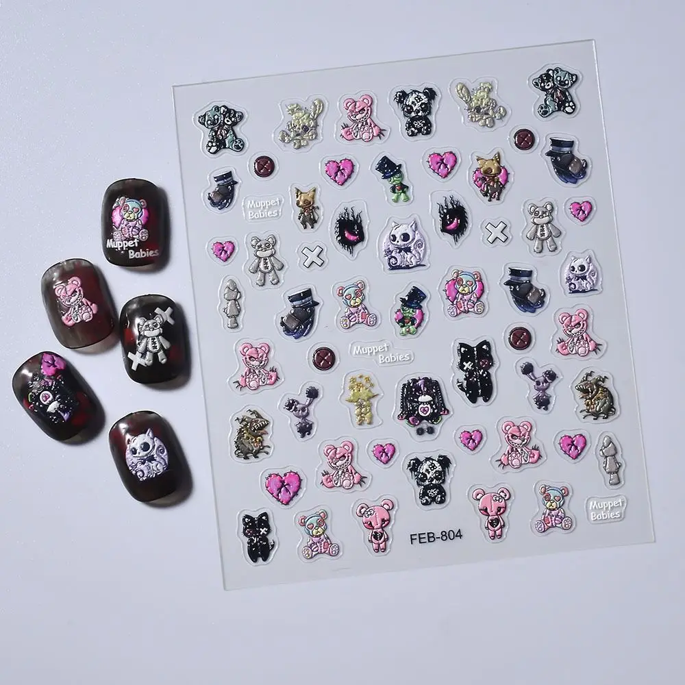 DIY Nagel Aufkleber niedlichen selbst klebenden 5d geprägten Nagel Aufkleber Nail Art liefert Tier Design Nail Art Dekorationen Mädchen