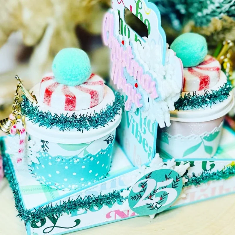 コーヒーカップホルダースリーブセット、DIYスクラップブッキング用メタルカッティングダイ、アルバムペーパーカード、装飾工芸品、エンボス加工ディーの削減、4オンス