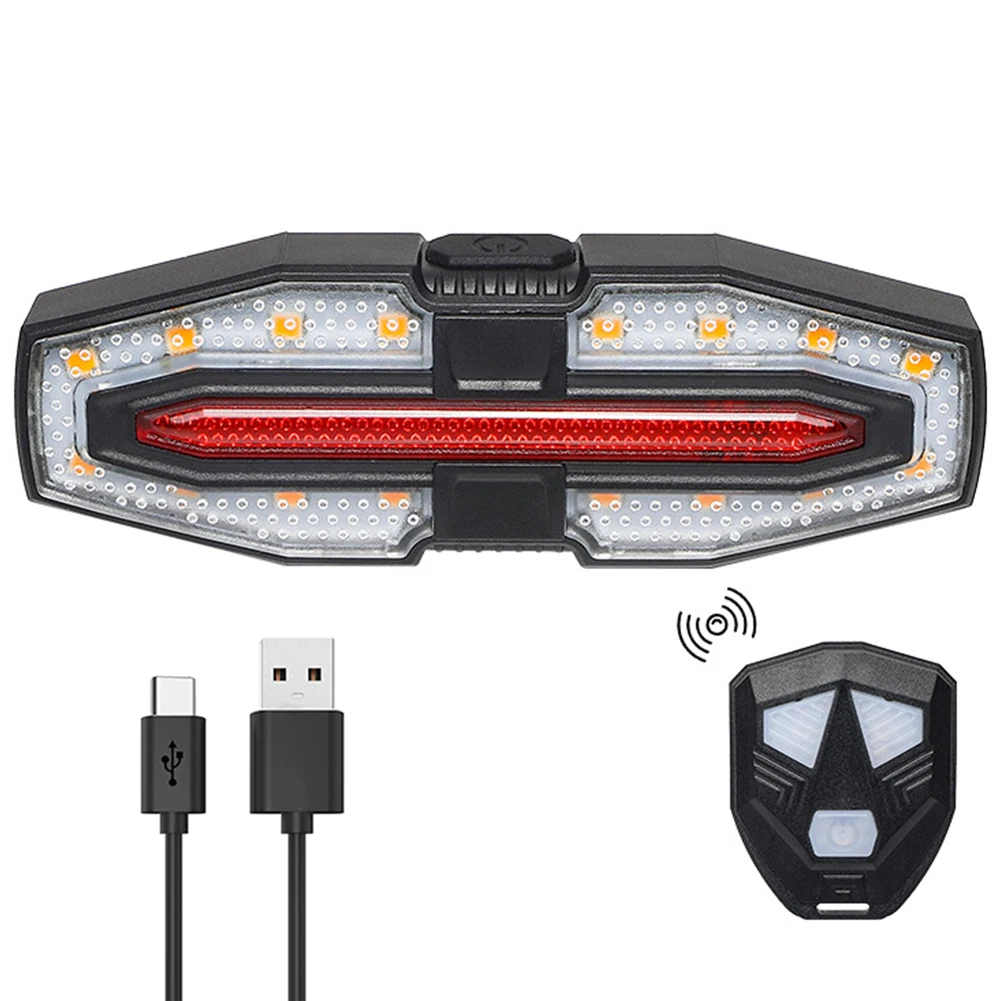 Rechargeable Bike Tail Light with Turn Signals Warning Bike Lights Wireless Remote Control Cycling Back Light for Night Riding