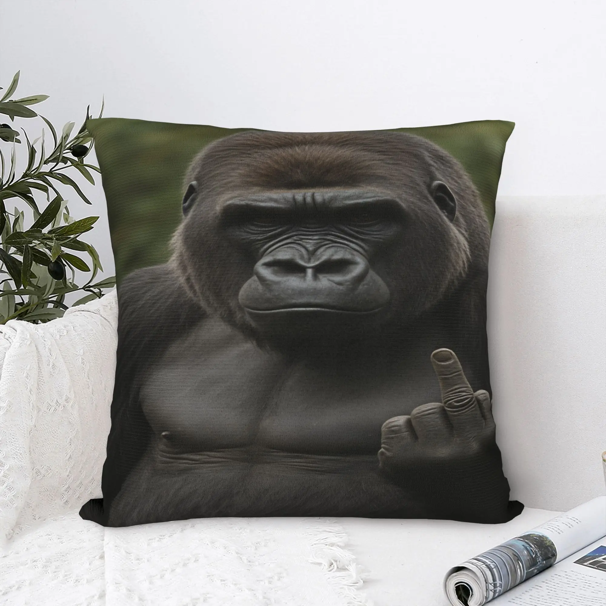 Gorilla Middle Finger  Pillowcases  Morden Pillow Case For Couch Sofa Bedroom Comfy Pillow Cover