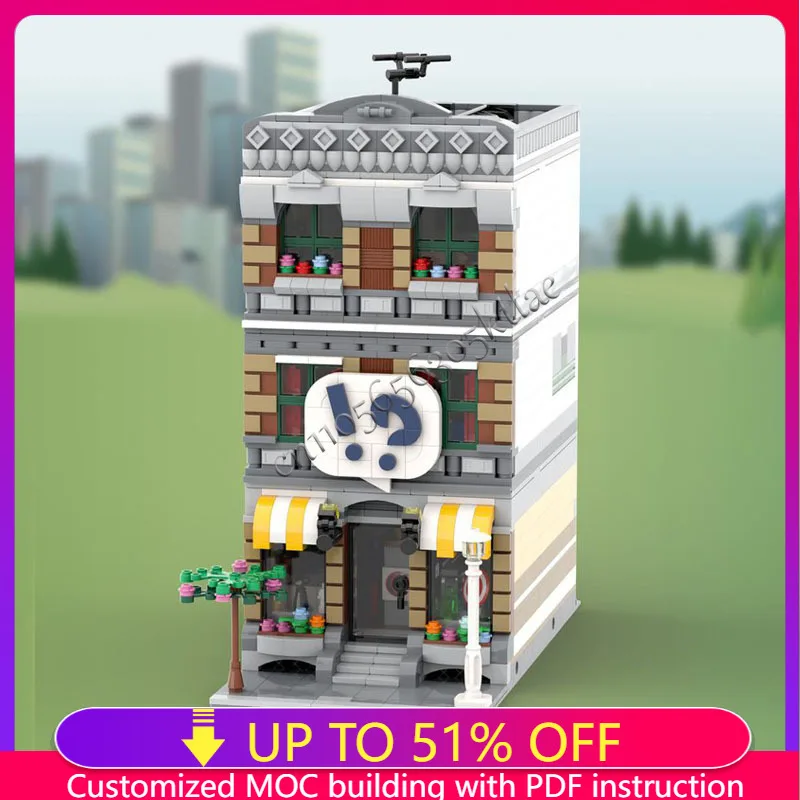 

MOC 1846, детали книжного магазина, строительные блоки для квартиры, модель, детская головоломка, образовательная сборка, популярные подарки на день рождения, Рождество