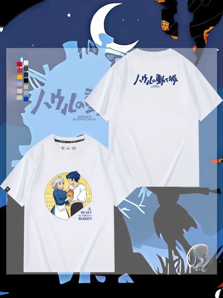 Camiseta de algodón puro con diseño de la película El Castillo Animado, de corte holgado, informal, transpirable, de manga corta y cuello redondo para adolescentes