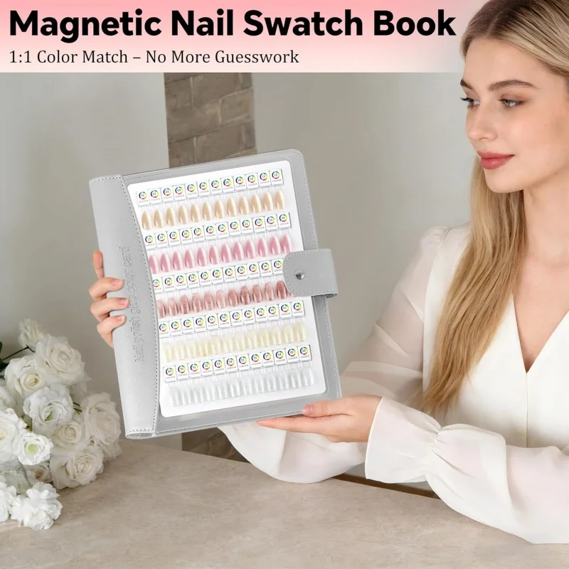 240 Colors Tips Magnetic Nail Art Swatch Book Large Storage Acrylic Nail Gel Works Display Card Manicure Color Testing Tools