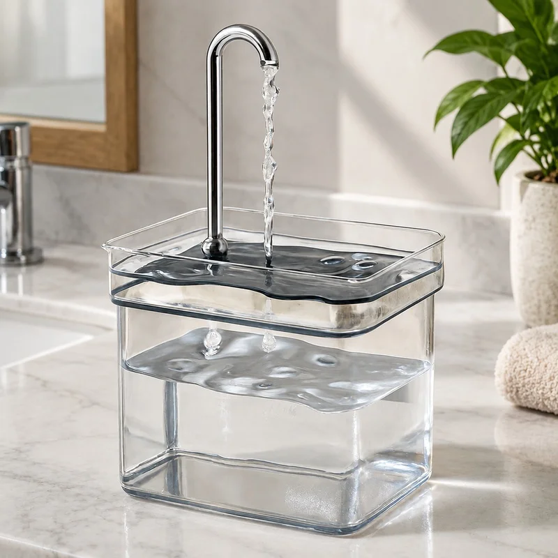 USB-Powered Silent Cat Fountain with Transparent Reservoir and Continuous Filtered Water Flow
