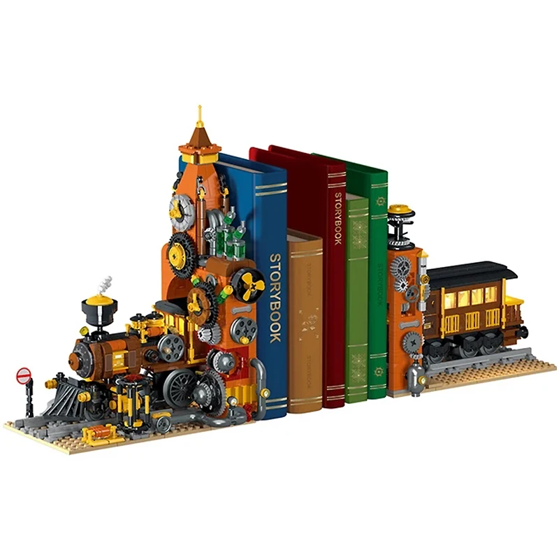 MOC 028005 Book Store modello Building Blocks treno Bookend architettura negozio casa modulare mattoni idee giocattolo regalo ragazze adolescenti ragazzi