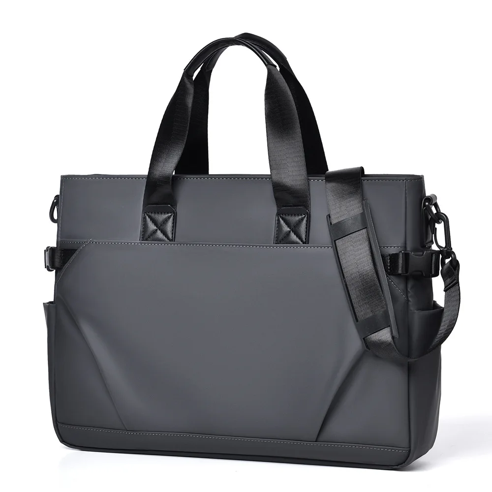 Men Minimalist Tote Bag Waterproof Nylon Laptop Handbag Male Casual Crossbody Shoulder Briefcase with Detachable Strap for Work
