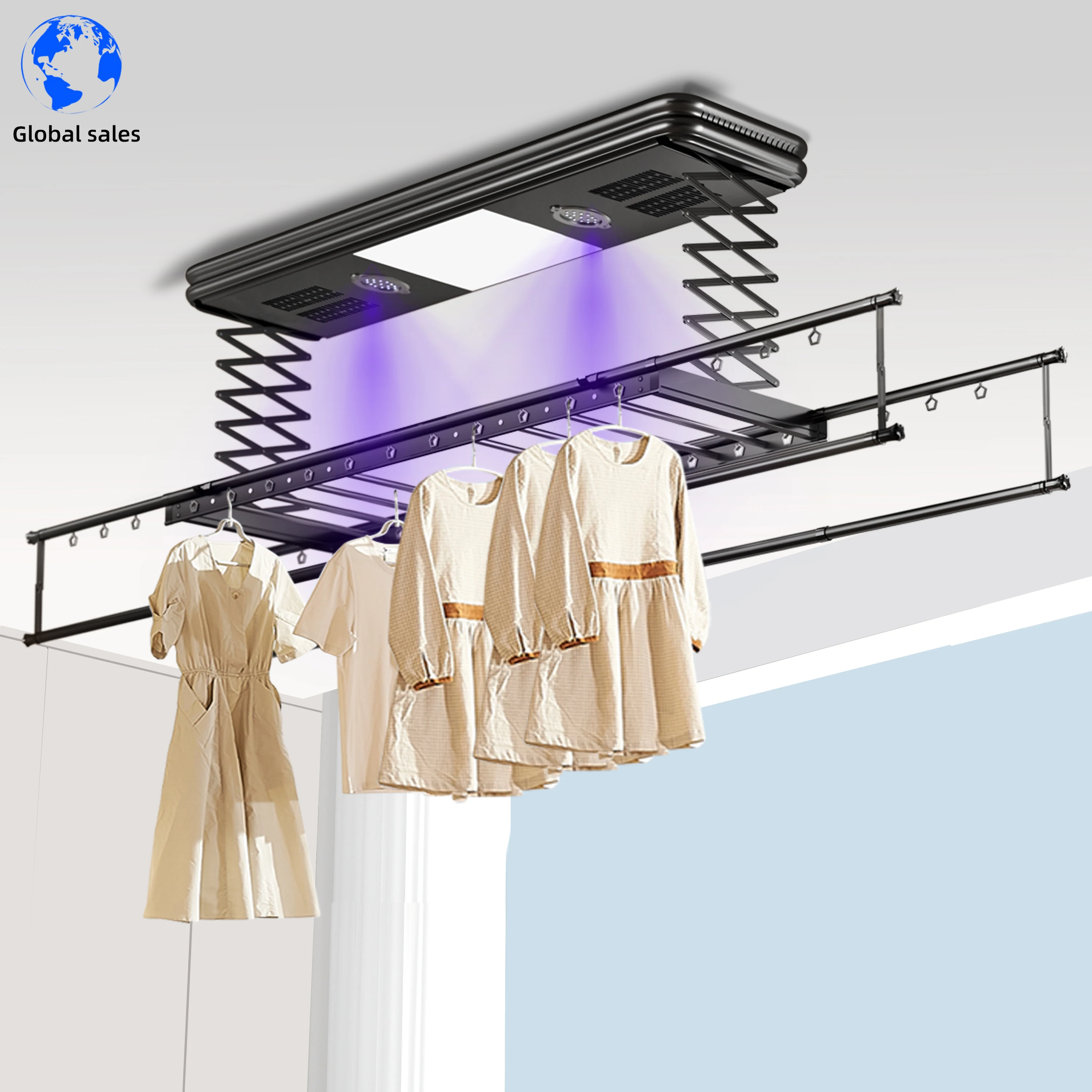

OEM Electric Lifting Drying Clothes Rack Balcony Automatic Drying Clothes Rack Drying Voice Control Remote Control Washing Machi