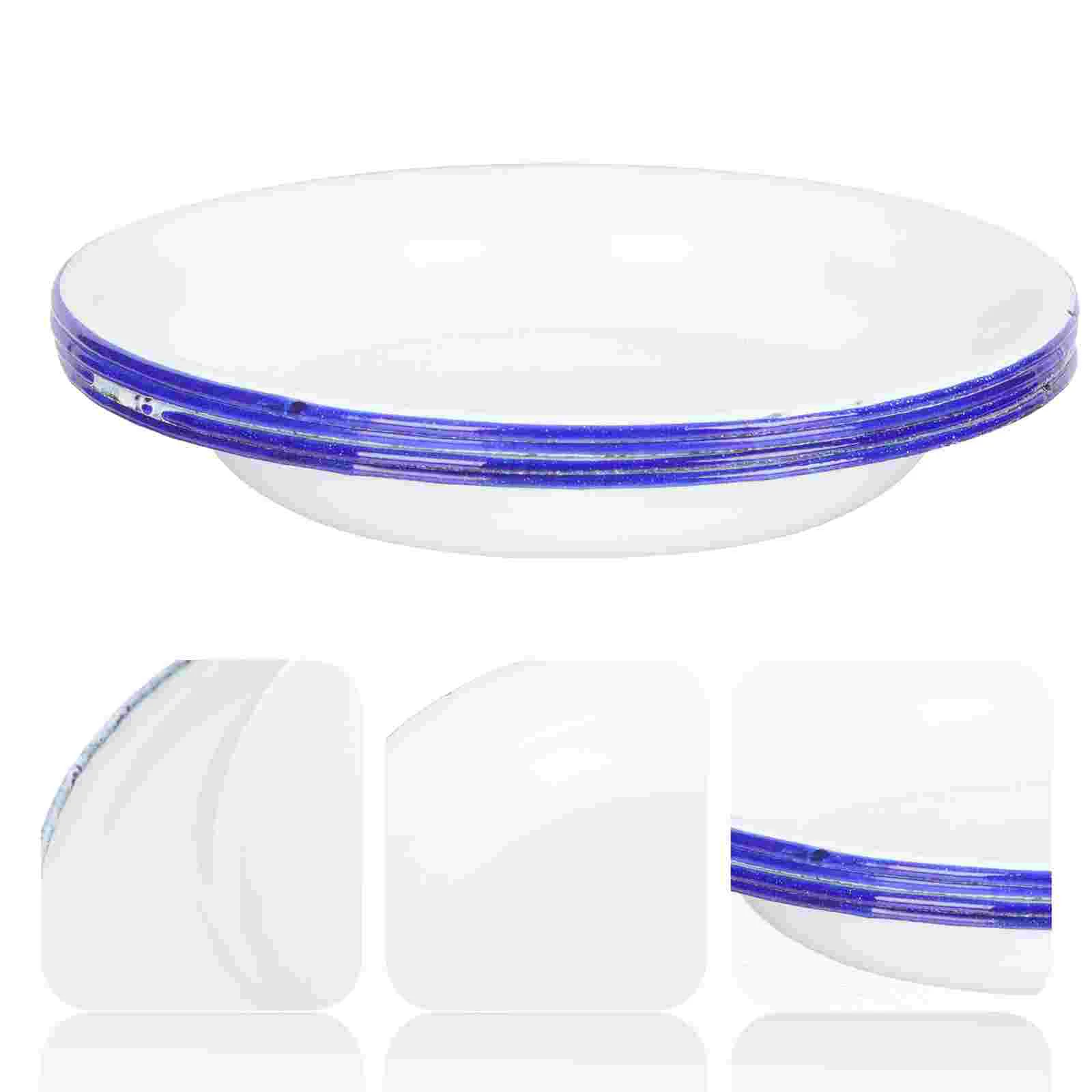 

4 Pcs Enamel Plate Fruits Storage Plates Jewelry Trays White Dishes Food Retro Style