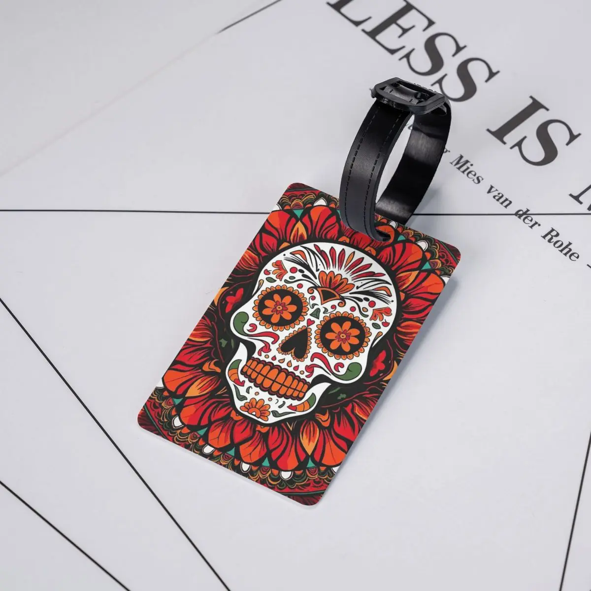 Mexican Skull Calavera Illustration Luggage Tags Suitcase Accessories Travel Baggage Boarding Tag Label Holder ID Name Address
