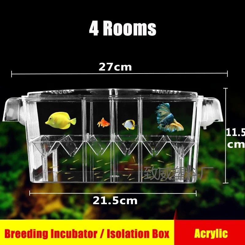 Fish Tank Breeding Incubator Isolation Box Double Layer 3 Chamber Transparent Acrylic Self-floating Fish Incubator Aquarium