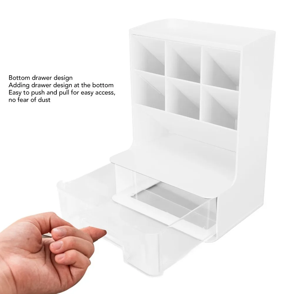 Rounded Edge Slanted Pen Holder Large Capacity Multi Compartment Desktop Organizer Lightweight Smooth Surface Drawer Storage Box