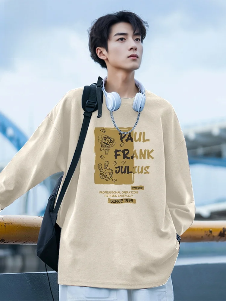 

Мужская хлопковая футболка American Style с длинным рукавом и круглым вырезом, весенняя, дышащая, влагоотводящая, повседневная одежда для пар