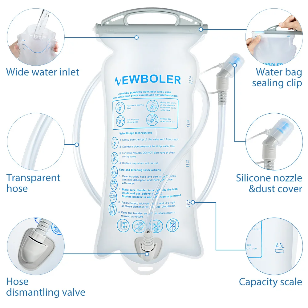 Wasserblase, Wasserreservoir, Trinkrucksack, Aufbewahrungstasche, BPA-frei, 1,5 l, 2 l, 3 l, Lauf-Trinkweste, Rucksack – Detail 6