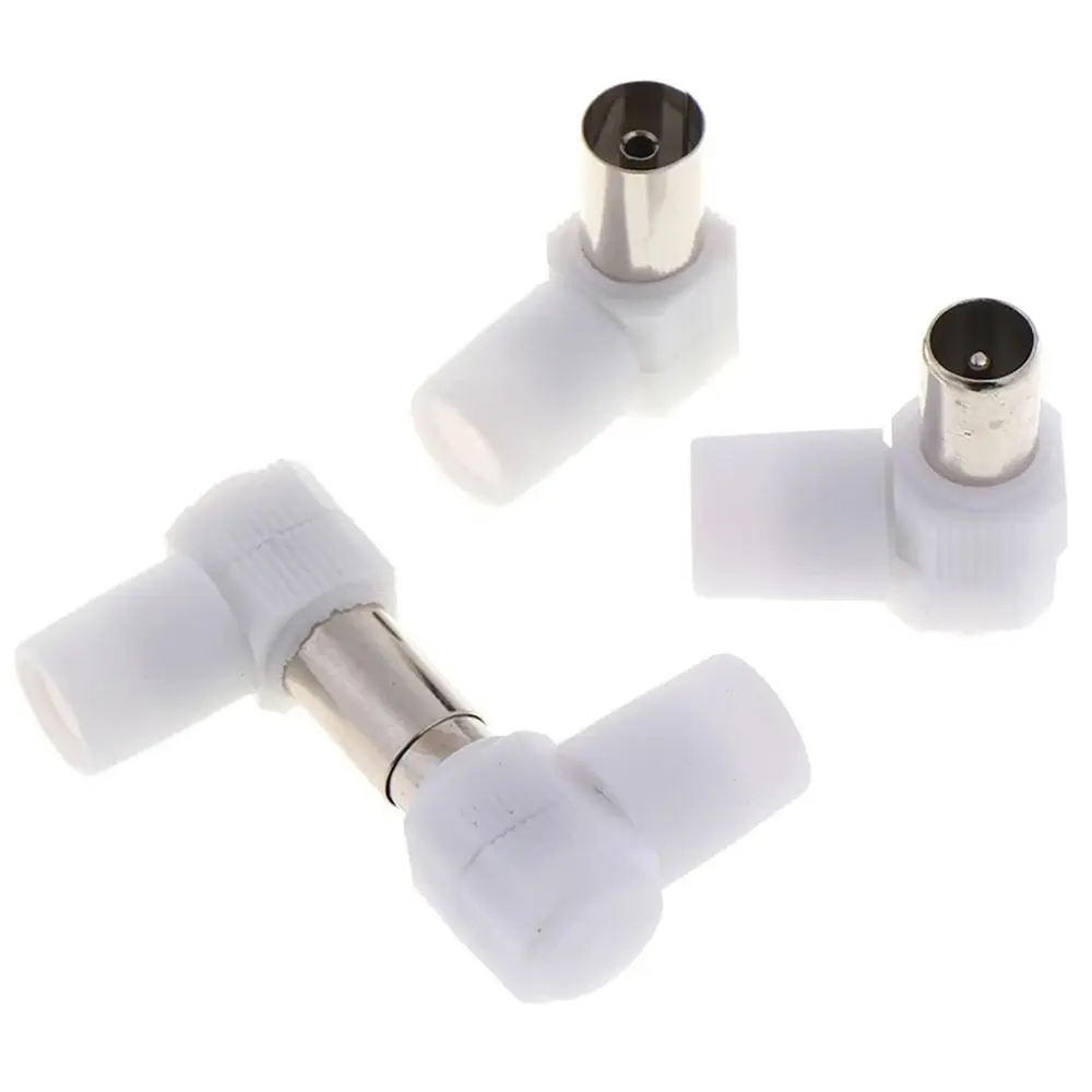 Antennas TV 90 Degrees TV Plug Jack Coaxial Male Plugs Adapter Male And Female Jack TV RF Coaxial Male Plugs Adapte White