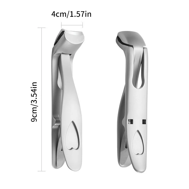 Anti-Splash Ergonomic Nail Clippers Nails Cutters Angled Head Thick Toenails Nippers Manicure Pedicure Tool Stainless Steel