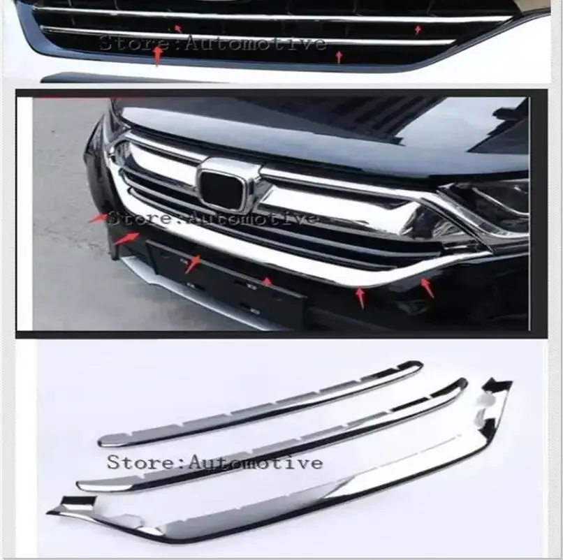 Exterior Front Radiator Grille U-Shaped Mouldings For Honda CR-V CRV 2017 2018 2019 2020