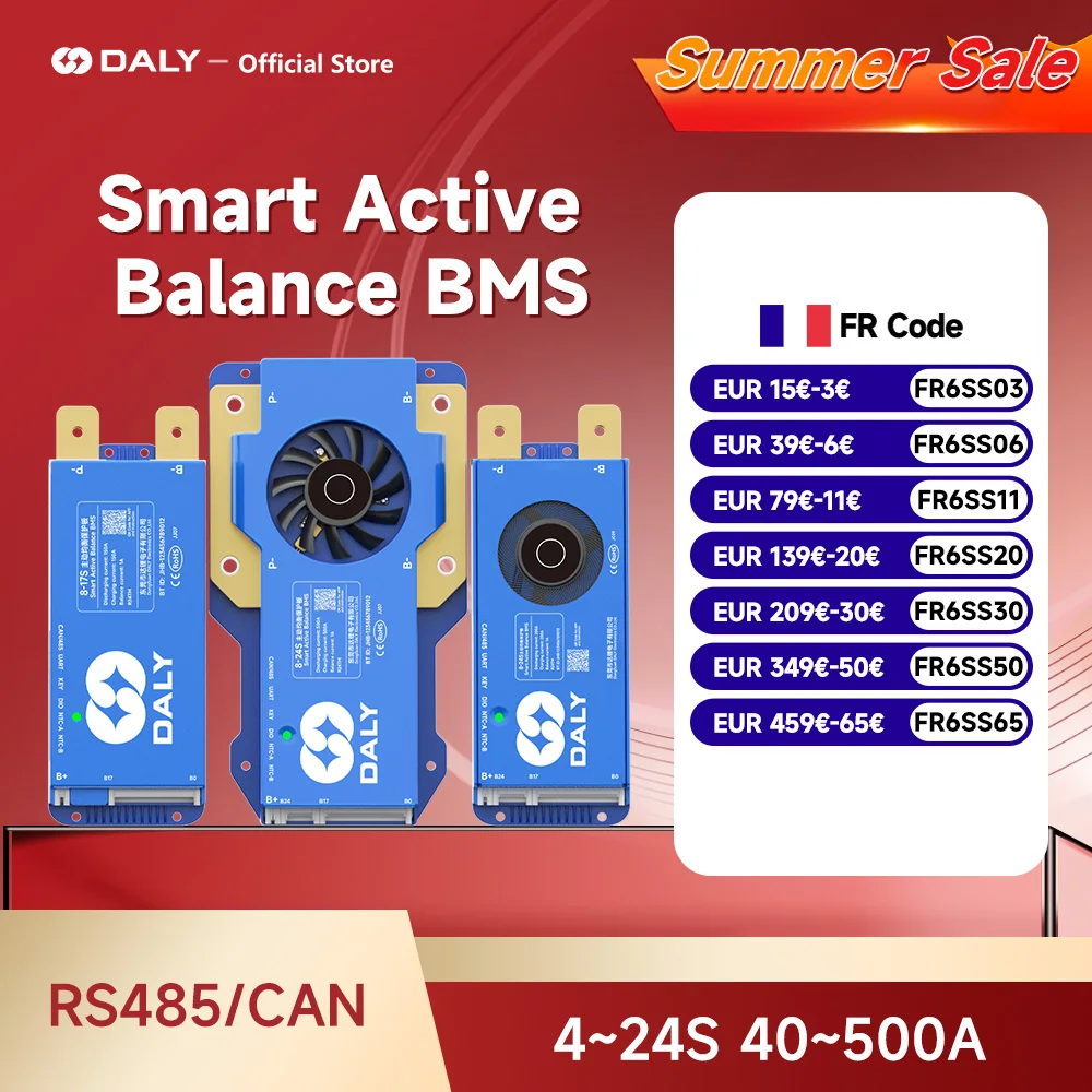 Daly Smart BMS 1A Balance Active BMS 4s 5s 8S 24V 16S 48V 40A 60A 80A 100A 150A Lifepo4 Li-ion CANBUS BMS pour batterie au Lithium