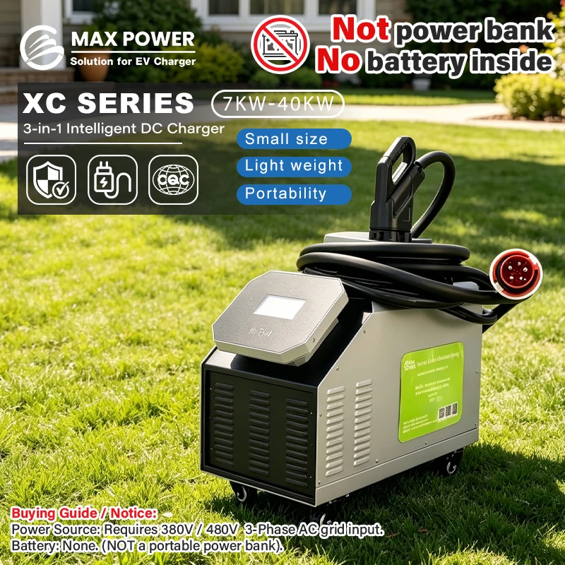 New Design 380V 3 Phase AC Power Input Mobile 7kW GBT Portable DC Charger EV Fast Charging Station CE Certified IP43 for