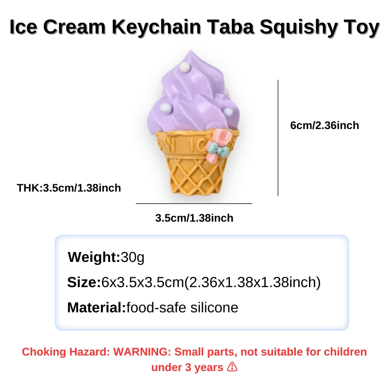 Food Grade Silicone Ice Cream Keychain Handmade Taba Squishy Toy