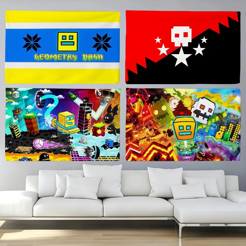 Game Geometry Dash flag For Decoration Outdoor Picnic  Hanging Home Camping Party Banner