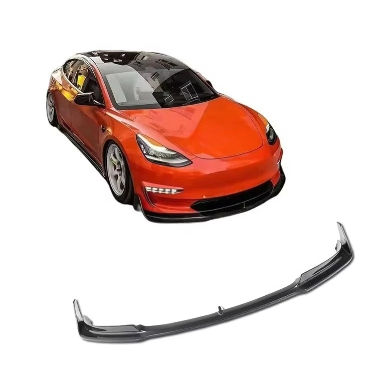 

Suitable for Model 3 Carbon Fiber V-shaped Car Front Bumper Lip forTesla Model 3 Front Bumper Lip