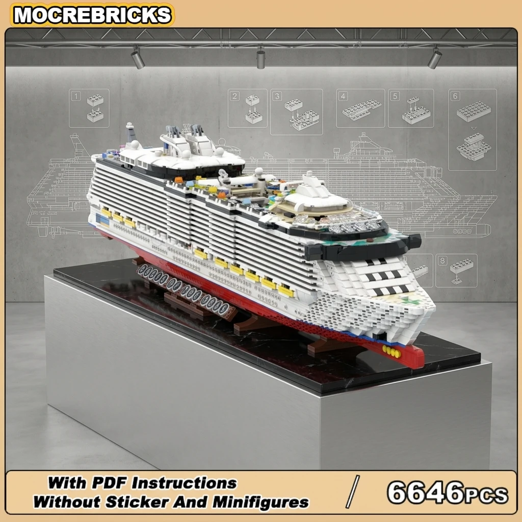 MOC Giant Luxury Cruise Ship Building Blocks Ocean Liner Tourist Boat DIY Bricks Assembly Model Toys Gifts For Adults Boys
