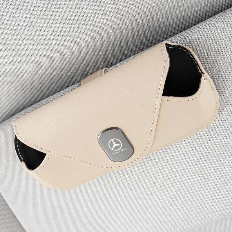 

Leather Car Magnetic Glasses Storage Case Sun Visor Flip Eyeglasses Organizer Box For Mercedes Benz GLC GLA GLB GLE GLS Sticker