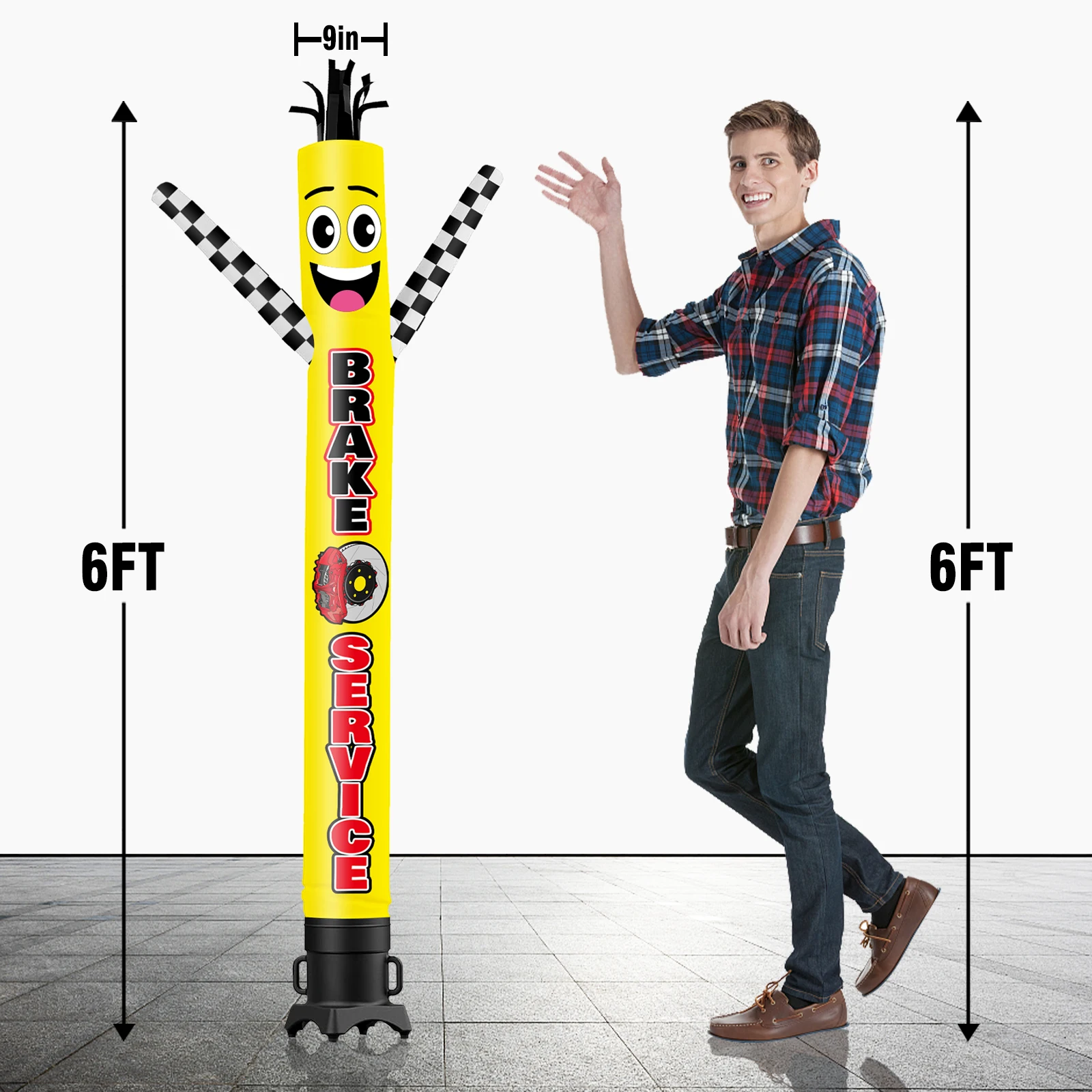 6/10/15/20FT Tall Inflatable Brake Service Dancing Guy for Outdoor Decoration Advertising(Blower Not Included)