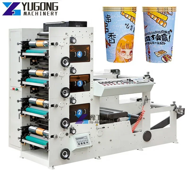 3 4 5 6 Color Coffee Tea Paper Cup Roll Flexo Printing Machine Flexographic Printer Machine Flexo Printing Die Cutting Machine