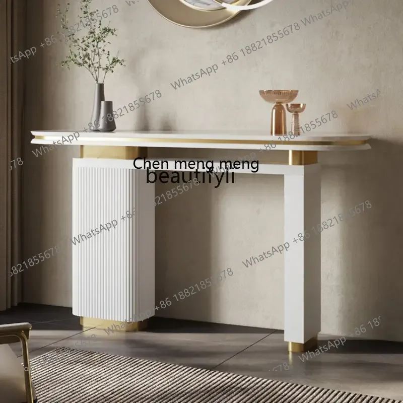 

D178 Y LBX Italian Console Tables Side View Foyer Stone Plate Art Corridor Affordable Luxury Style Entrance Cabinet