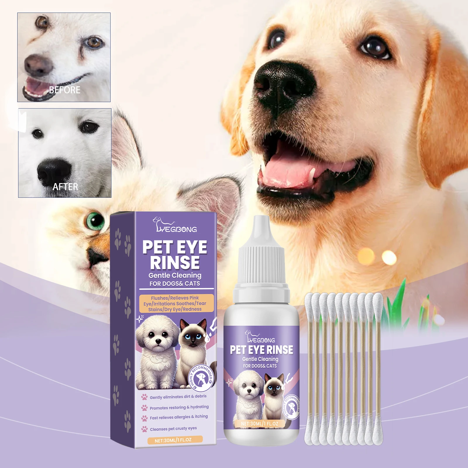 Eye Cleaner For Dogs Pet Eye Cleaner Pet Eye Cleaner Dog Tear Stain Cleaner With Safe & Gentle Formula 30ml For Dogs Cats Horses