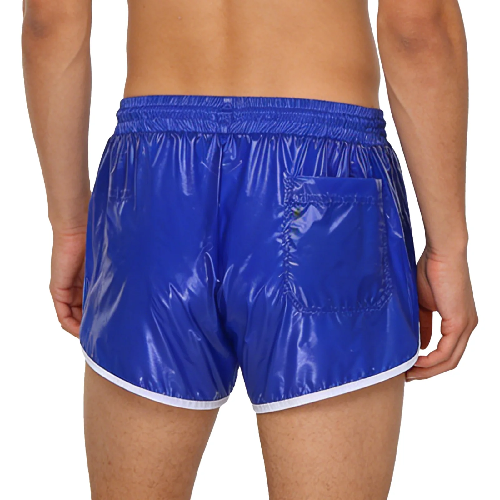 Mens Waterproof Swim Trunks Shorts Elastic Waist with Drawstring Color Block Seams Pockets for Bathing Suit And Workout Wear