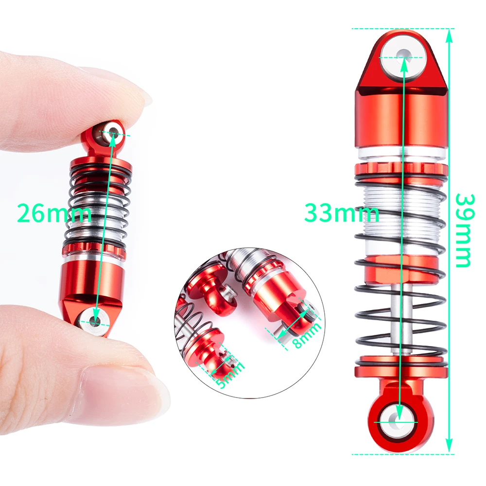 AXSPEED 38/41/43/46/51/60mm Metal Shock Absorber Oil Damper for 1/24 RC Crawler Axial SCX24 Upgrade Parts