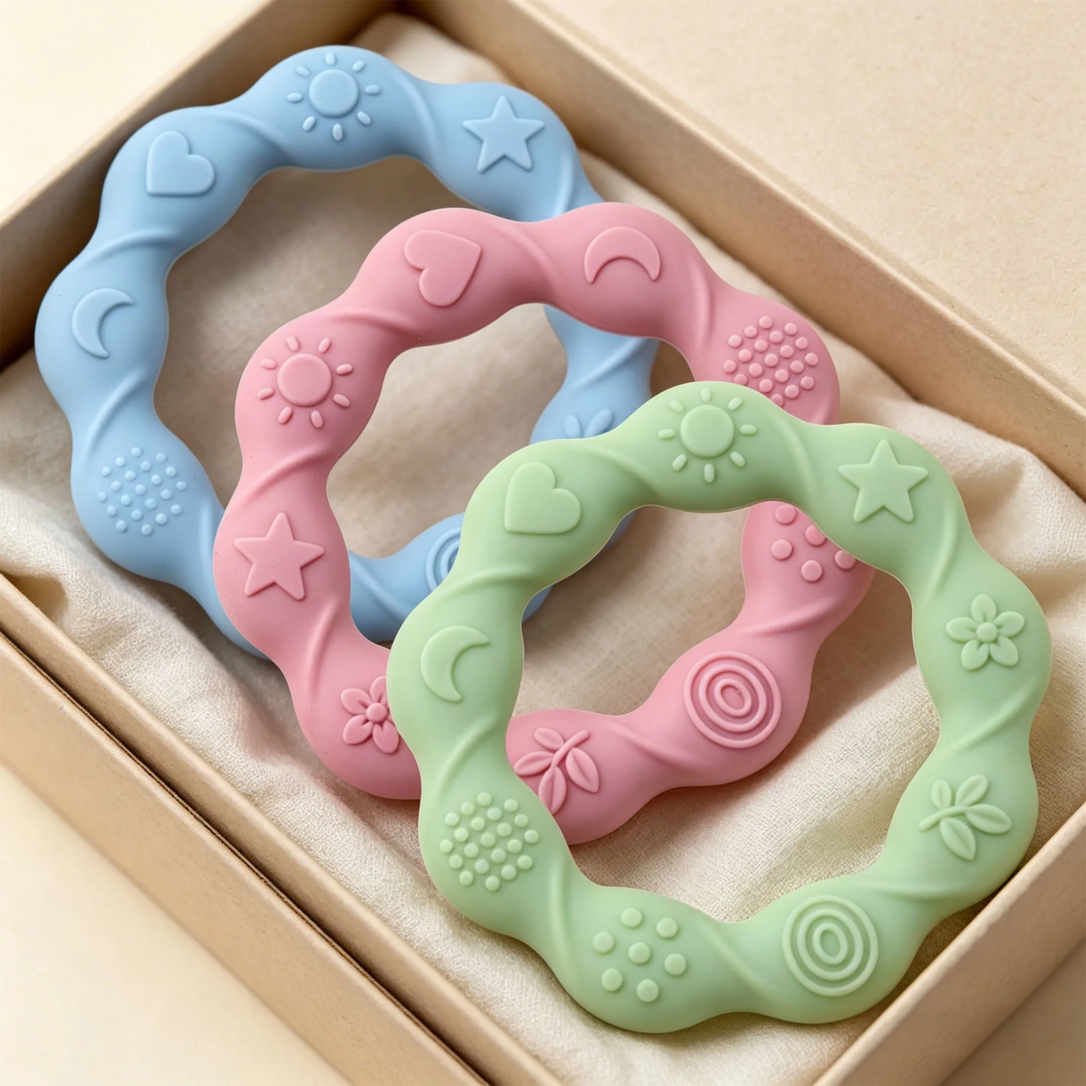 Food Grade Baby Silicone Ring with Grinding Function, Easy to Clean and Soft