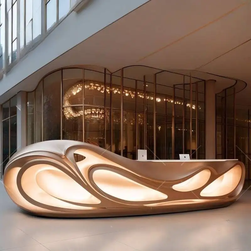 Display Curved Bar Reception Desk Beauty European Nordic Page Company Hotel Executive Creative Welcome Scrivania Patio Furniture