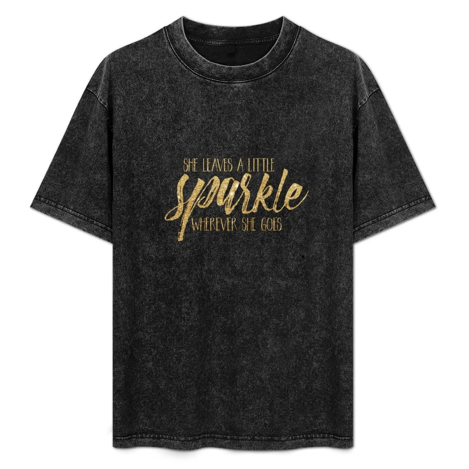 She Leaves A Little Sparkle Wherever She Goes T-Shirt Basic Crew Neck Short Sleeve Top