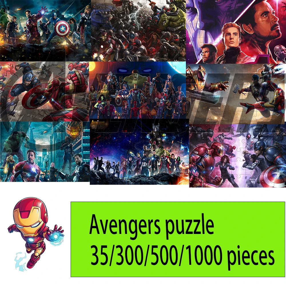 The Avengers Iron Man Captain America Hulk jigsaw puzzle  35/300/500/1000 pieces wooden Toys Gifts