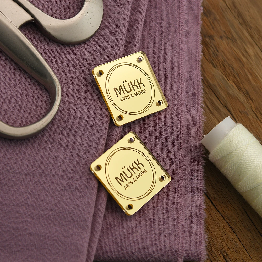 

Custom Mirror Acrylic Tags Laser Engraved 1"x1" Pre-Punched for DIY Crafts Home Decor Clothing Gifts Personalized Text Logo