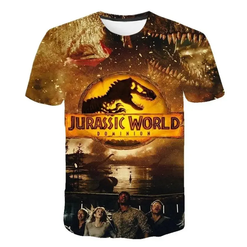 2024 Summer Trend 3D Dinosaur Clothing O-neck Short Sleeve Jurassic World Pattern T-Shirt Daily Casual Extra large Men Clothing