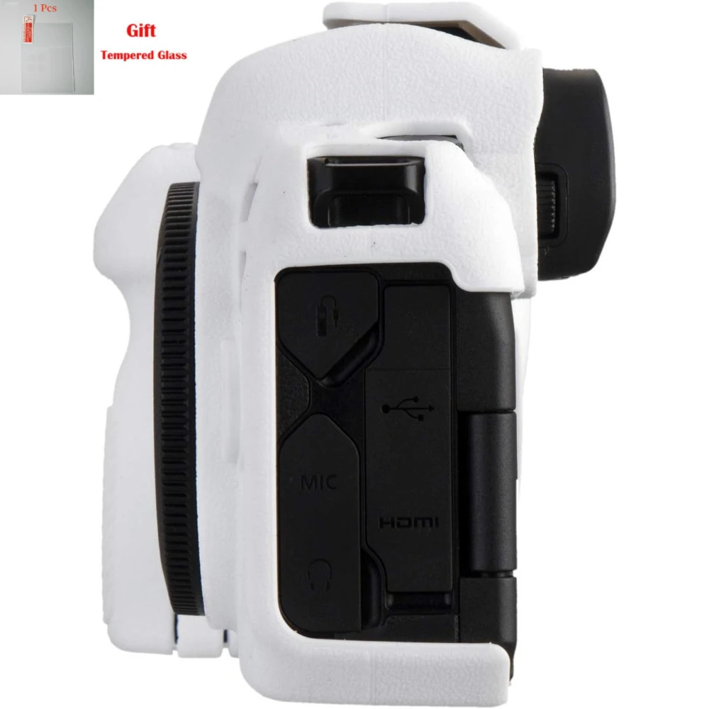 

Anti-Scratch Soft Silicone Rubber Housing Case Shell camera bag For Canon EOS R High Quality Lychee Pattern + free tempered film