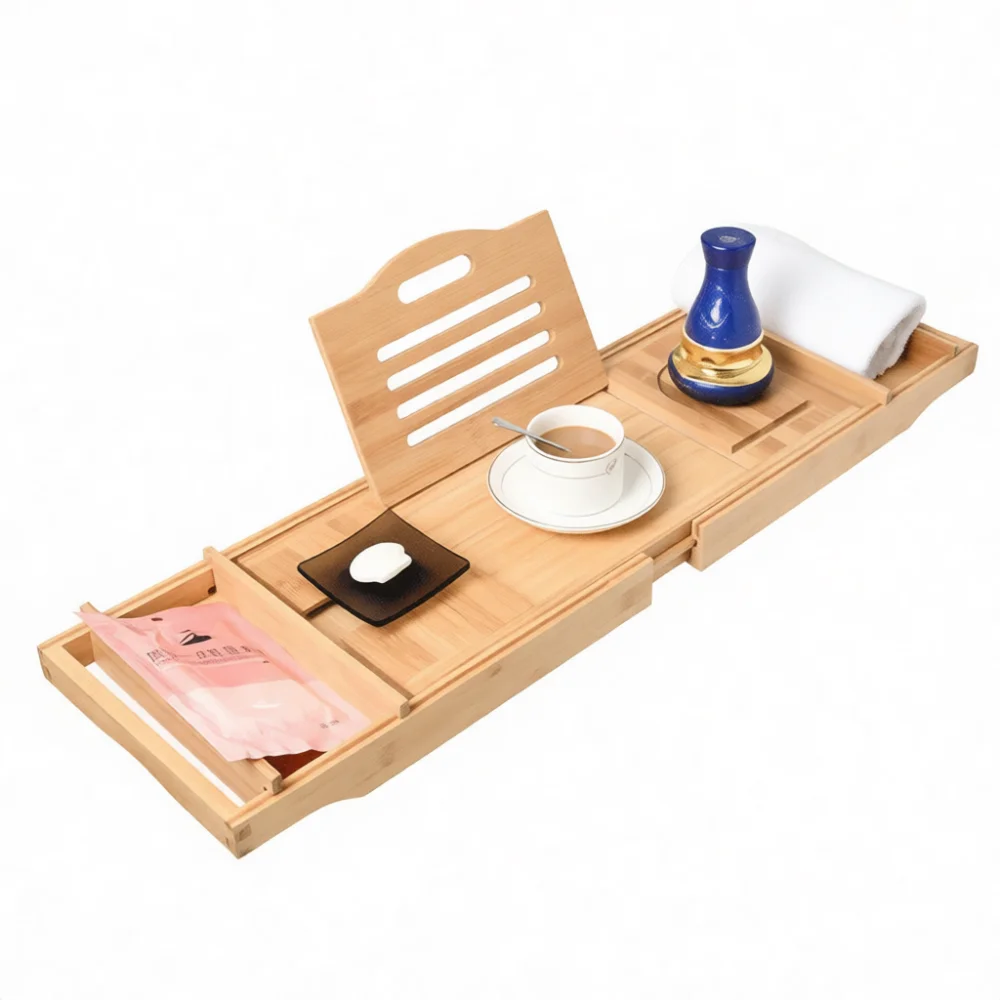 ถาดอ่างอาบน้ำไม้ไผ่แบบปรับได้  - Bath Caddy Tray บทวิจารณ์และราคา