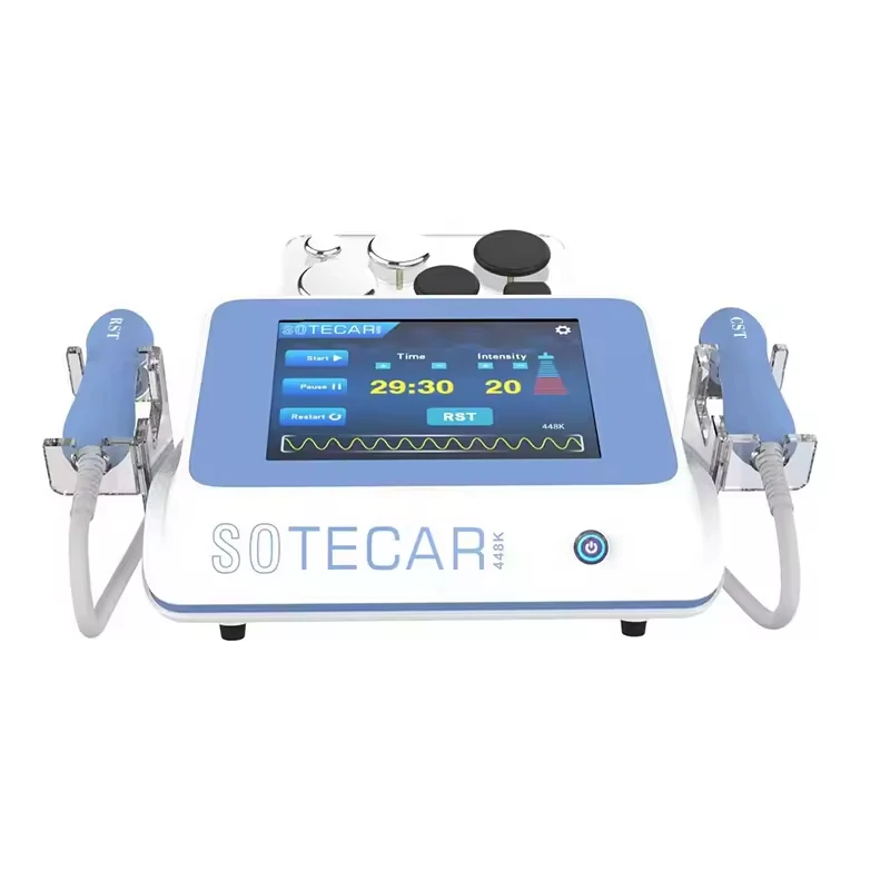 Máquina de ondas de choque de diatermia tecar 448khz, queima de gordura corporal, terapia de emagrecimento, fisioterapia cet rf, microcirculação, dispositivo de terapia estimular