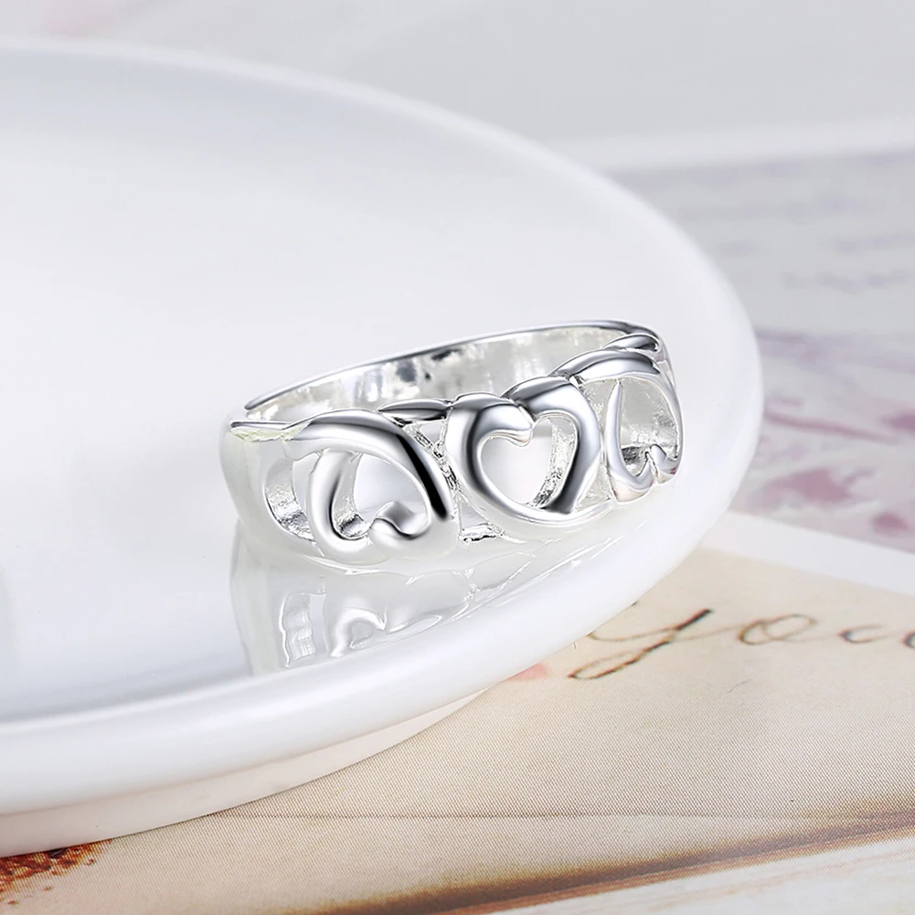 

Fashion Designer 925 Sterling Silver Romantic Heart Rings Size 7 8 9 Couple Rings Party Wedding Accessories Jewelry Gift