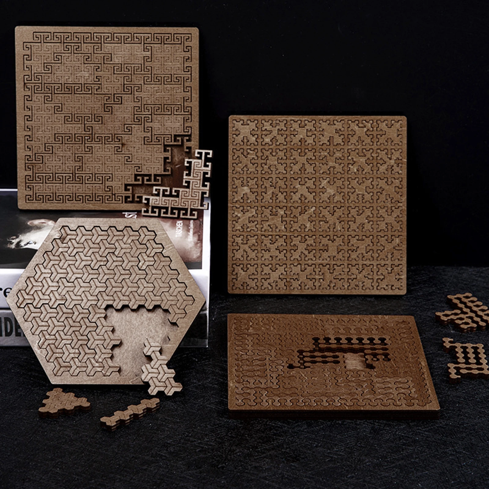 

Wooden Unique Irregular Creative Labyrinth W/Frame Irregular Jigsaw Difficult Geometry Puzzles Boards for Kids and Adults