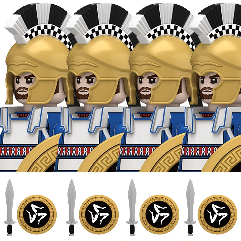 Militärische Bausteine: Griechische Serie Schwerer Infanterie-Soldatenfiguren – Athene, Korinth, Spartanische Hopliten, Legionstruppen-Spielzeug